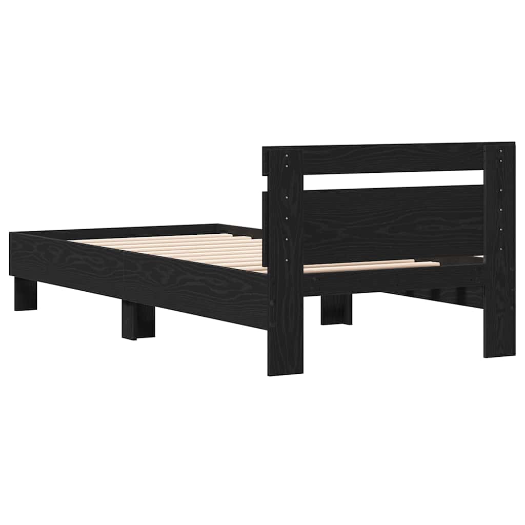 Cadre de lit Chêne noir 203 x 95 x 70 cm Bois d'ingénierie - XIOS