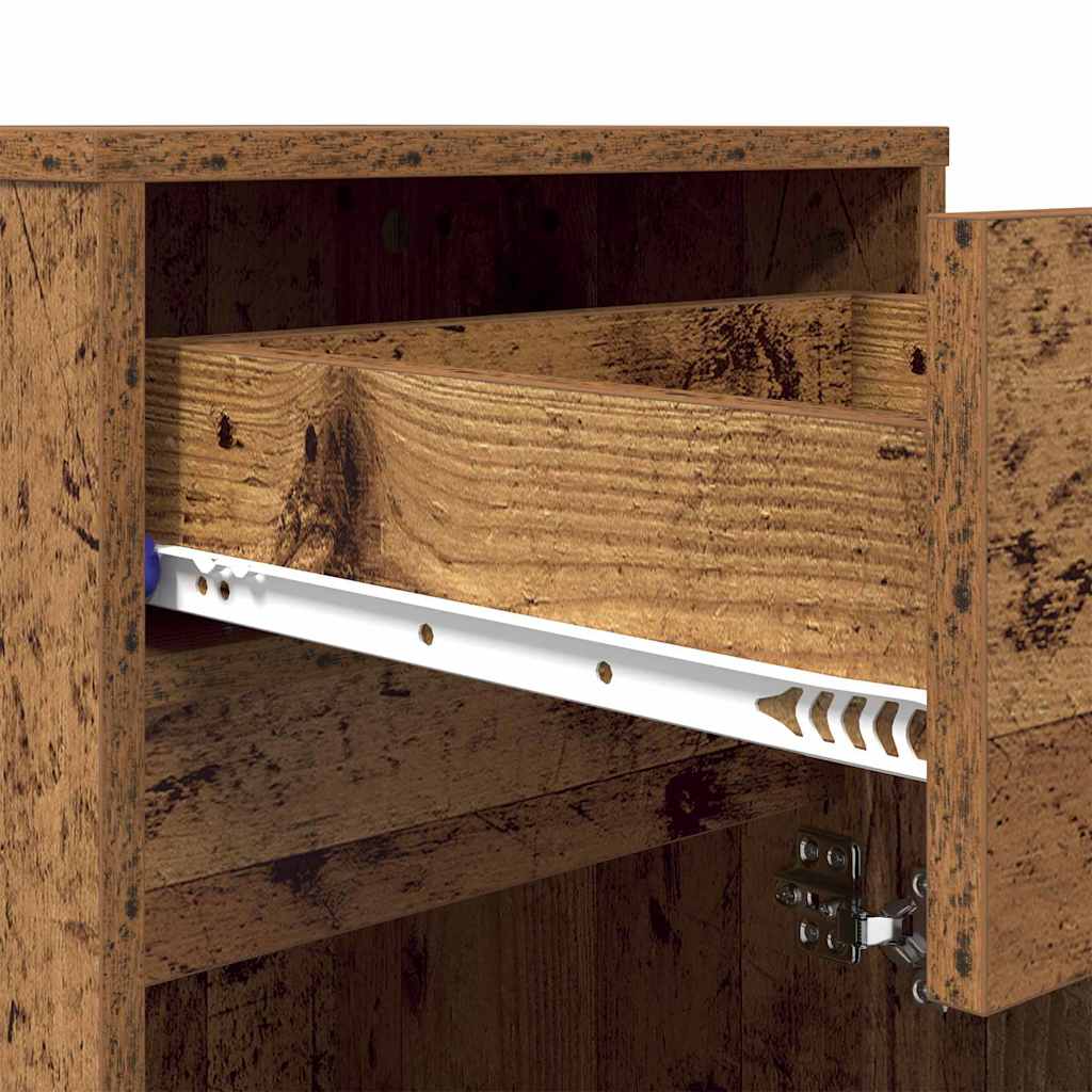 Armoire de chevet LED avec tiroir Bois ancien 38 x 34 x 61 cm - XIOS