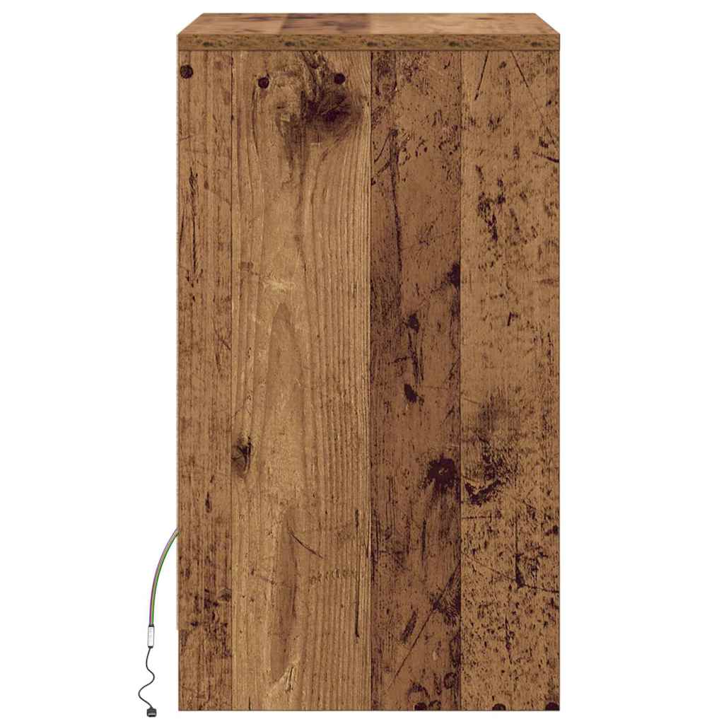 Armoire de chevet LED avec tiroir Bois ancien 38 x 34 x 61 cm - XIOS