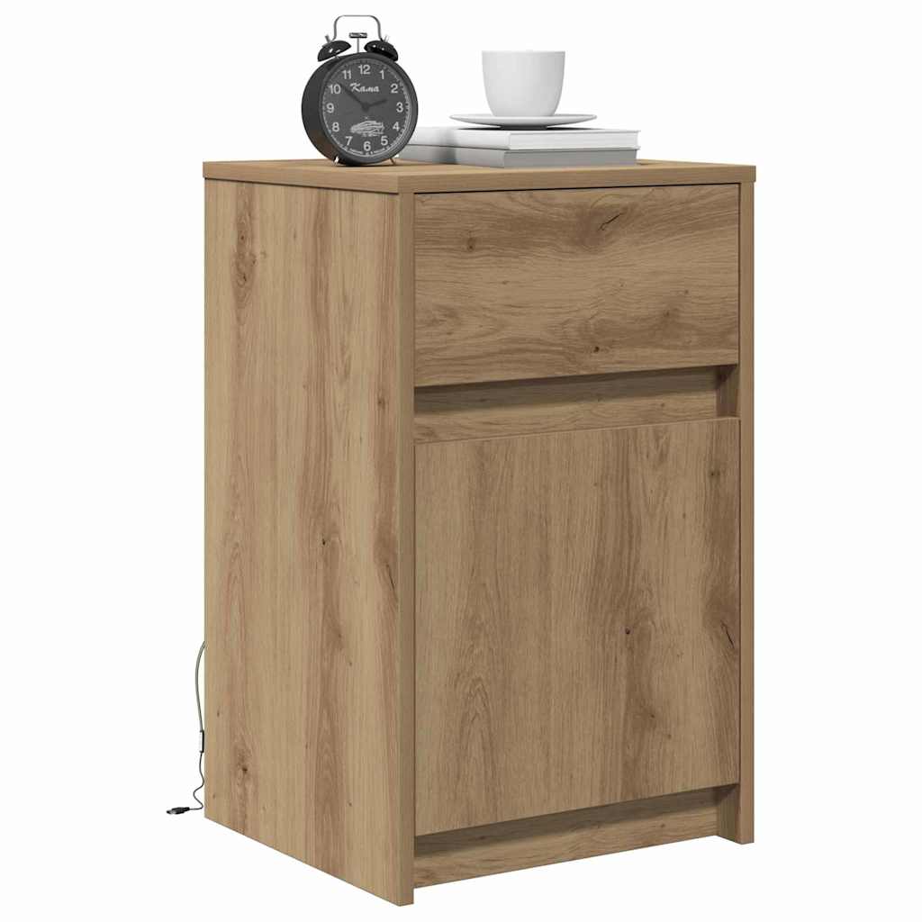 Armoire de chevet LED chêne artisanal 38 x 34 x 61 cm - XIOS