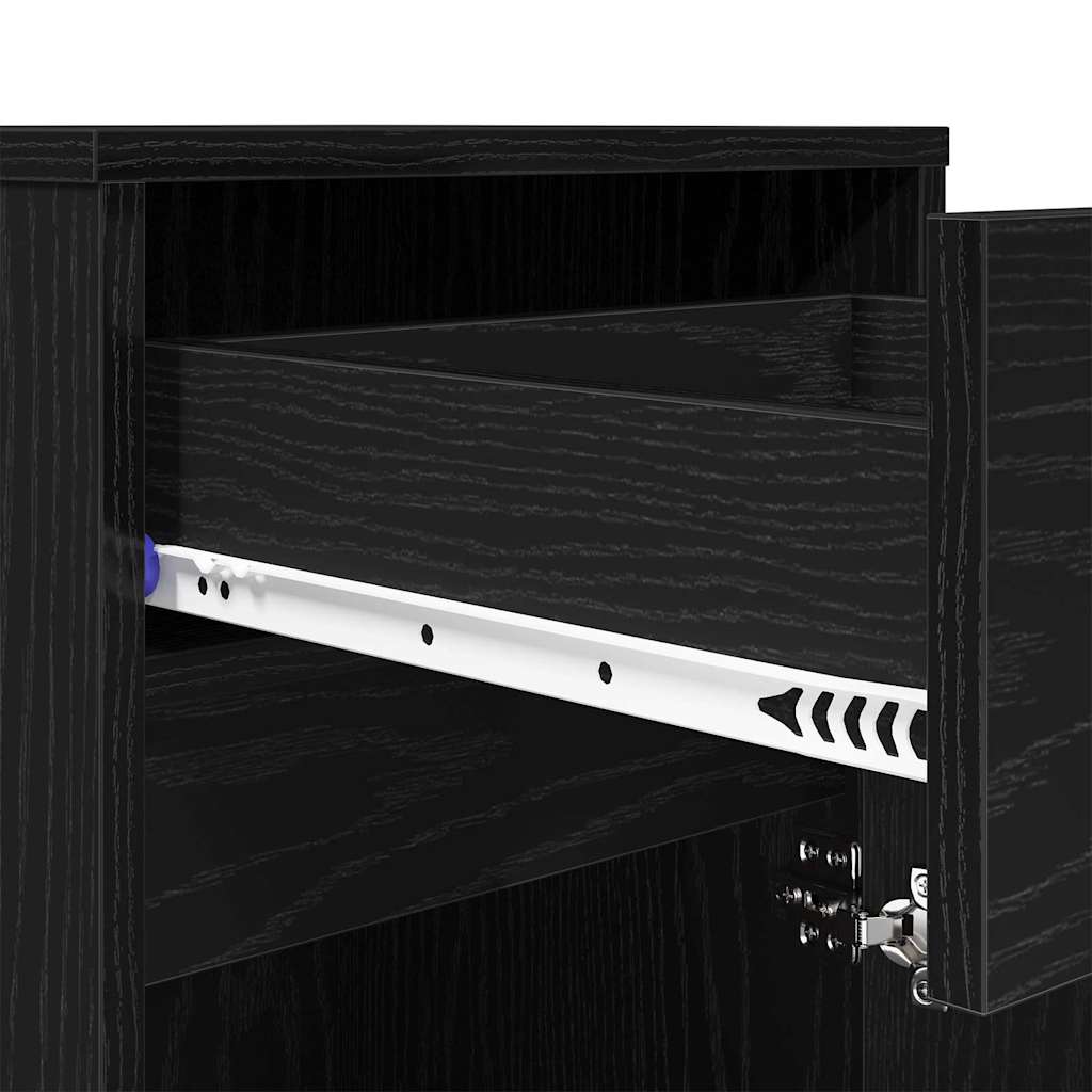 Armoire de chevet LED avec tiroir Chêne noir 38 x 34 x 61 cm - XIOS