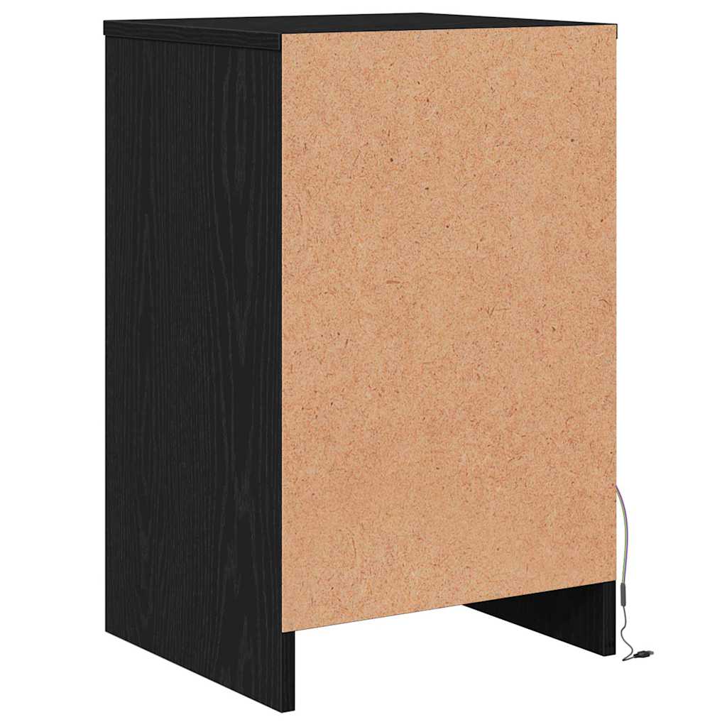 Armoire de chevet LED avec tiroir Chêne noir 38 x 34 x 61 cm - XIOS