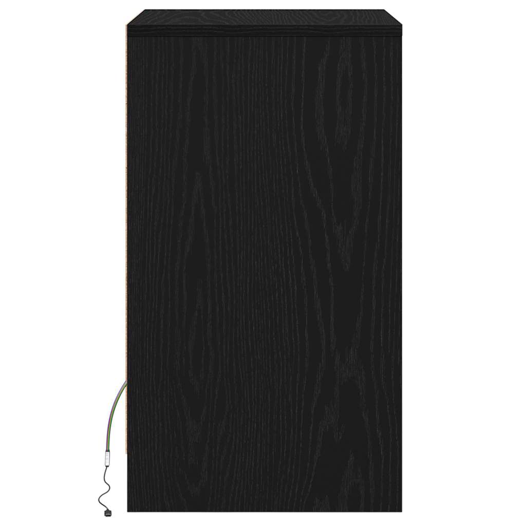 Armoire de chevet LED avec tiroir Chêne noir 38 x 34 x 61 cm - XIOS