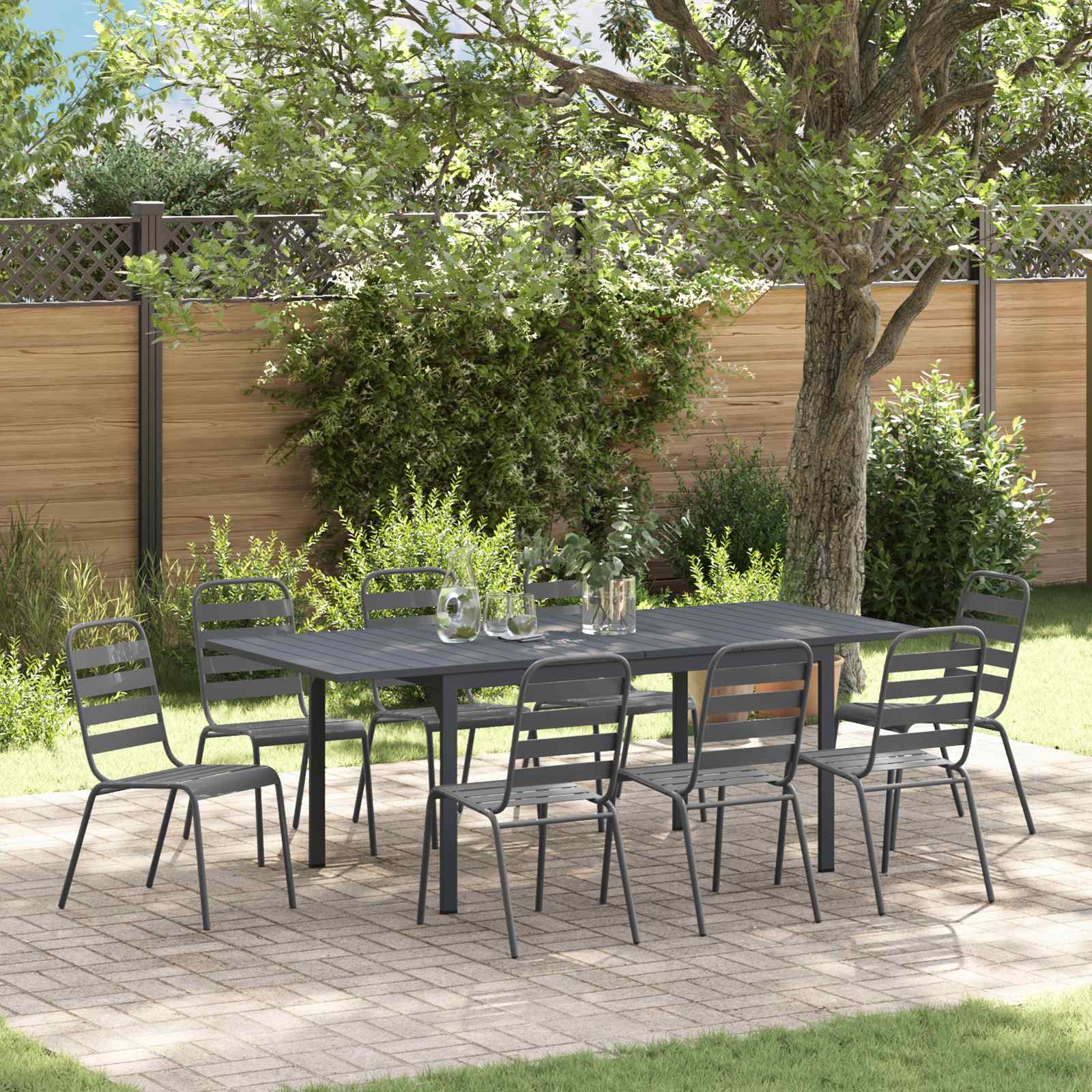 Ensemble de salle à manger pour jardin 9 pcs Anthracite - XIOS