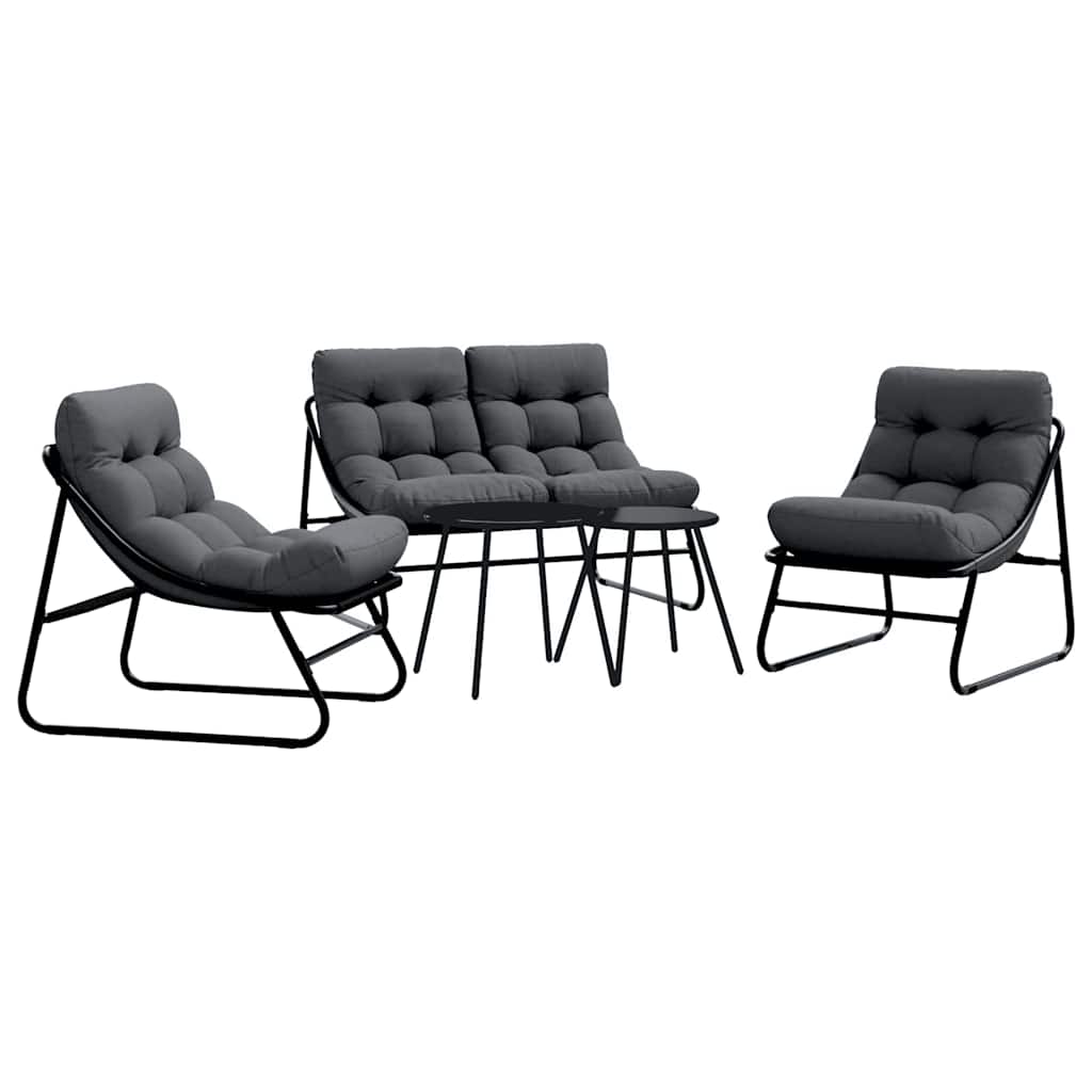 Ensemble de salle à manger pour jardin 5 pcs Noir Acier - XIOS
