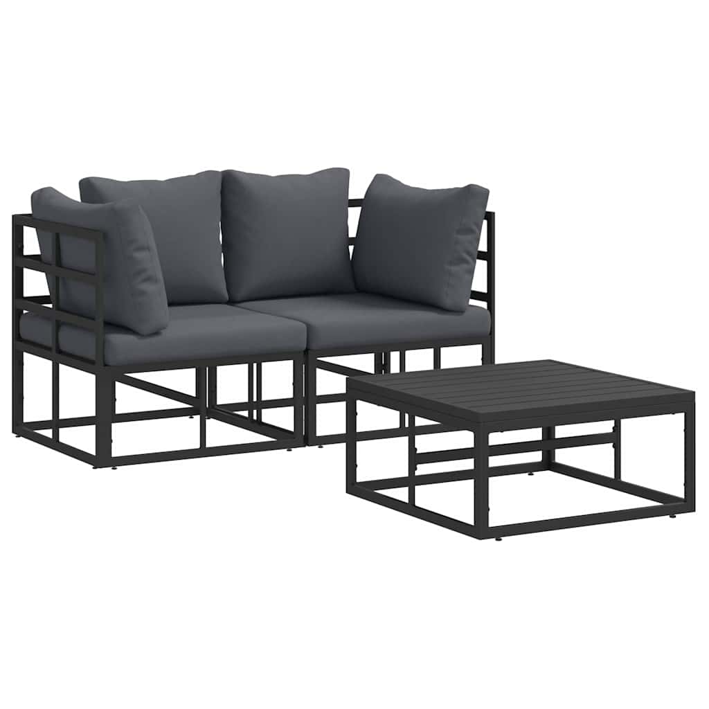 Ensemble de canapé de jardin 3 pcs Noir Métal - XIOS