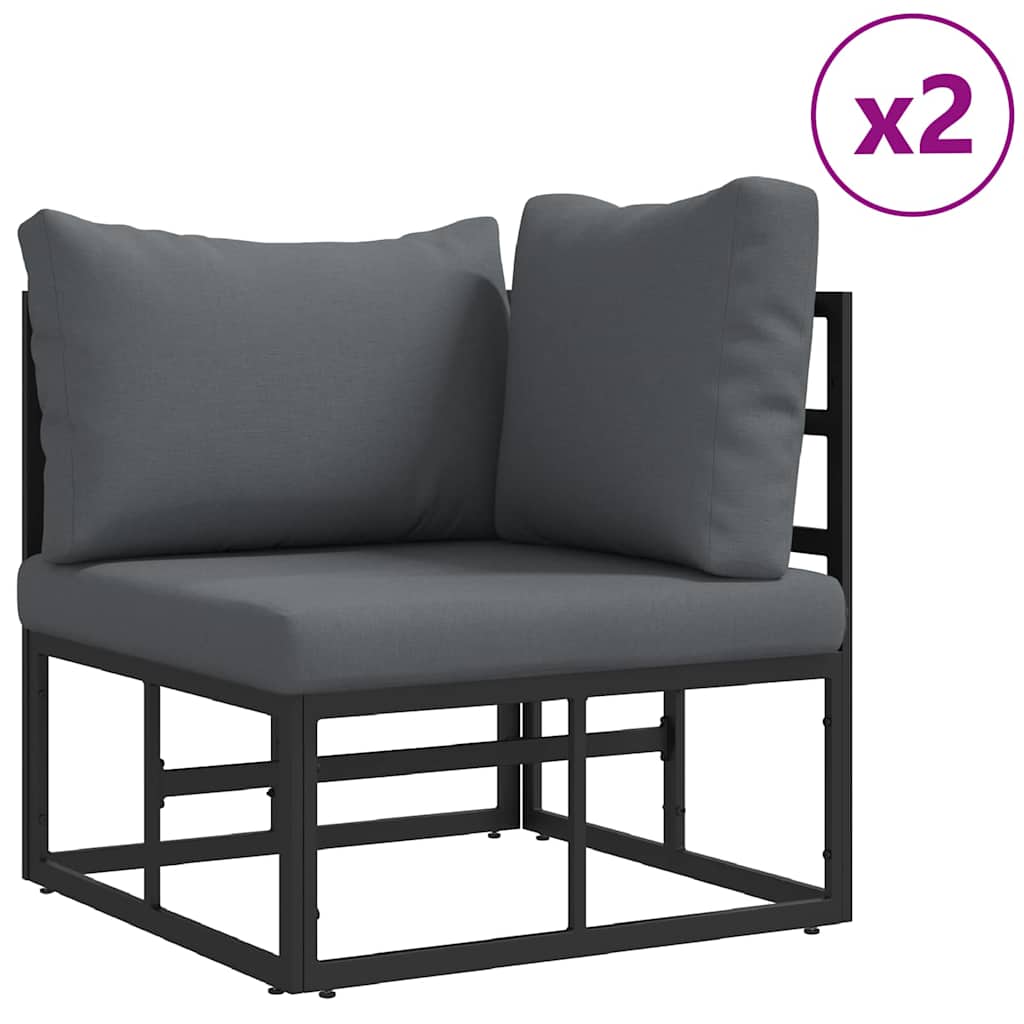 Ensemble de canapé de jardin 3 pcs Noir Métal - XIOS