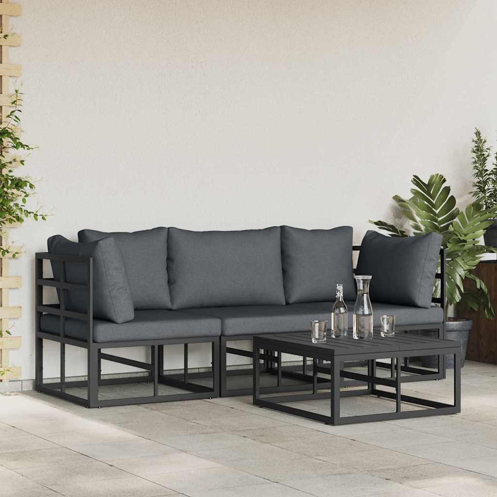 Ensemble de canapé de jardin 4 pcs Noir Métal - XIOS