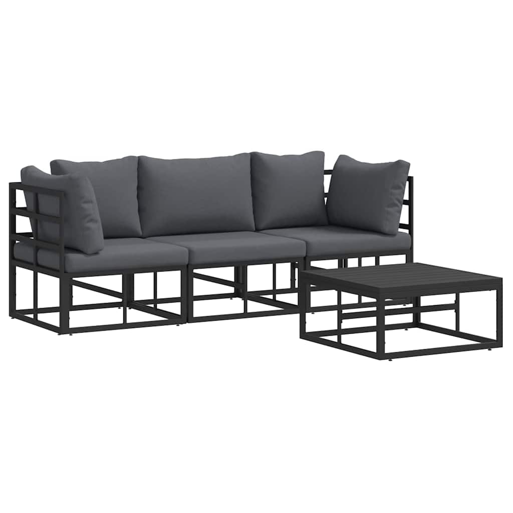 Ensemble de canapé de jardin 4 pcs Noir Métal - XIOS