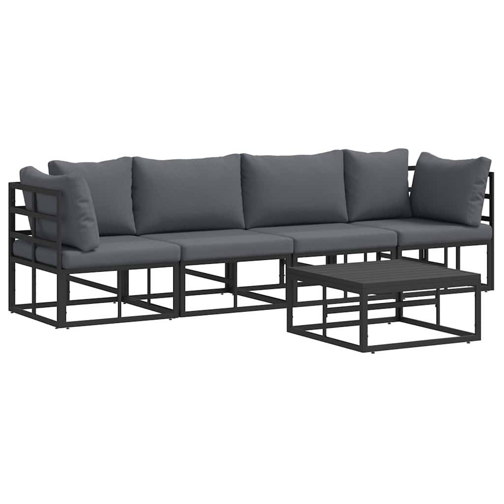Ensemble de canapé de jardin 5 pcs Noir Métal - XIOS
