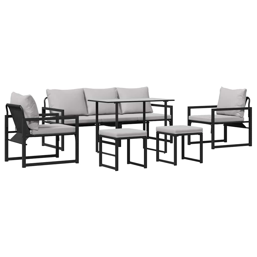 Ensemble de canapé de jardin avec coussin 6 pcs Noir Acier - XIOS