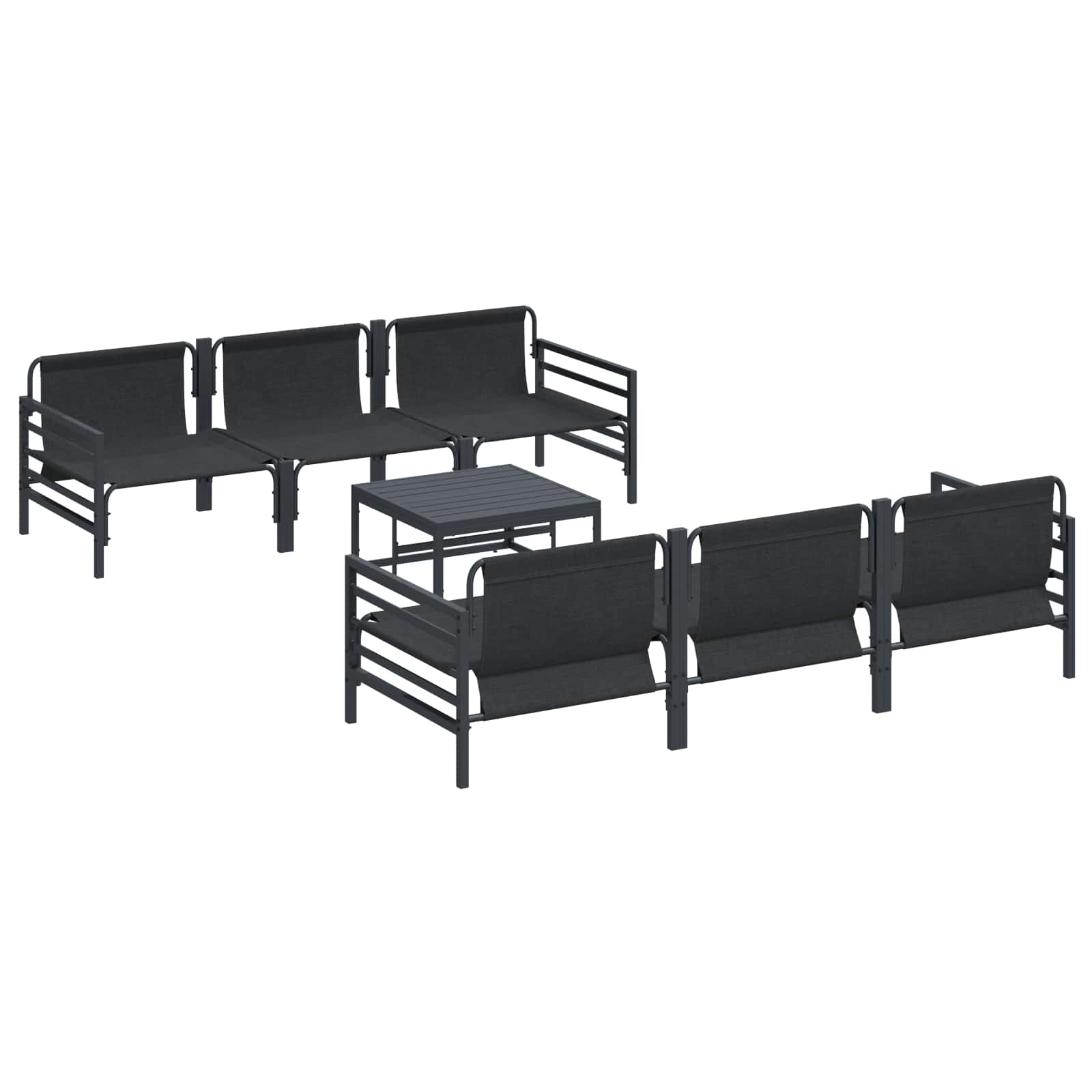 Ensemble de canapé de jardin avec coussin 7 pcs Noir Acier - XIOS