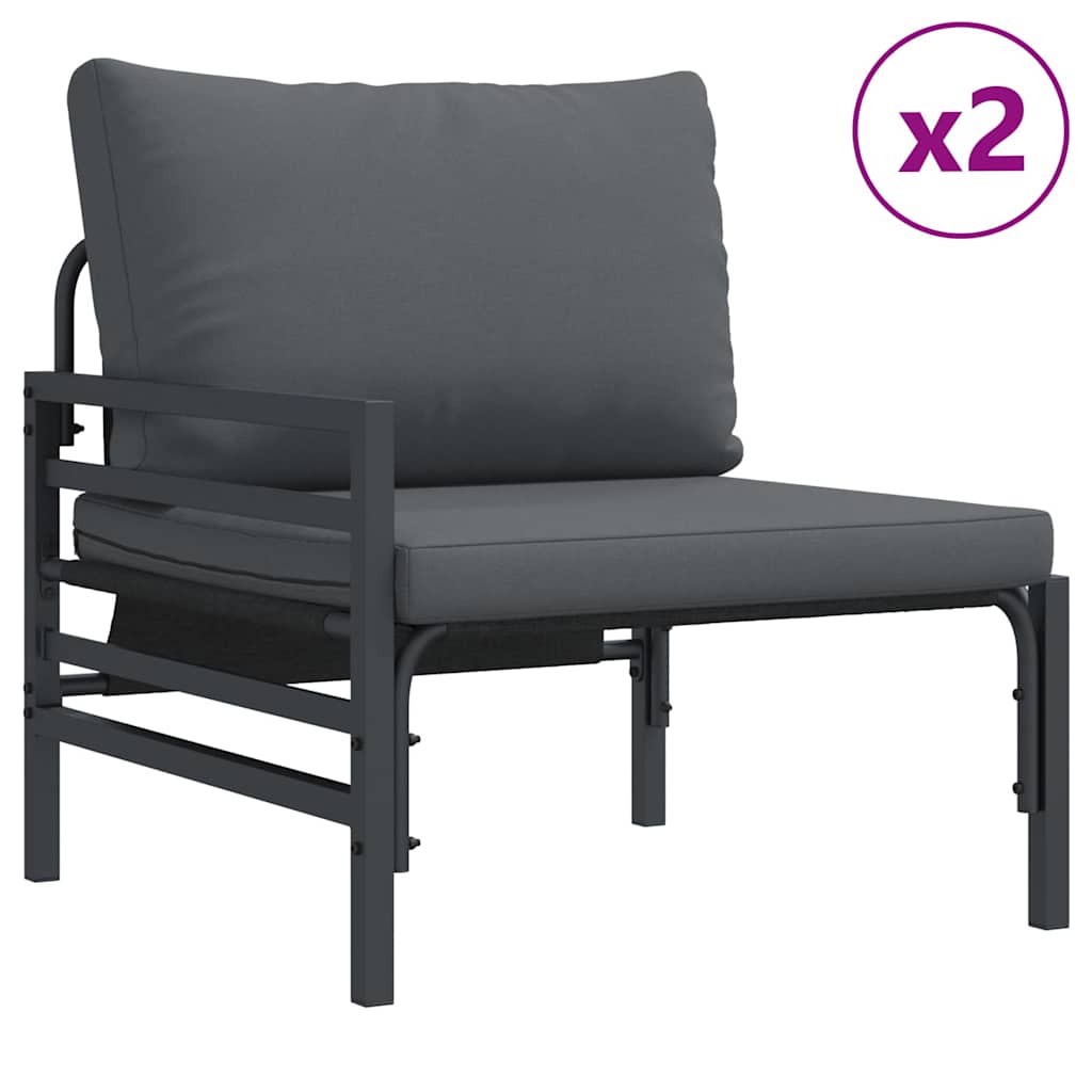 Ensemble de canapé de jardin avec coussin 3 pcs Noir Acier - XIOS