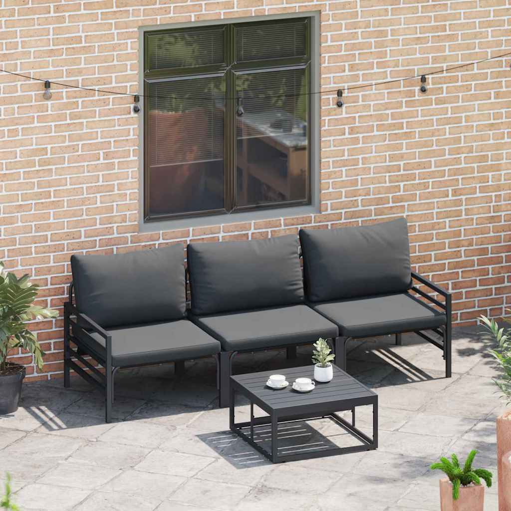 Ensemble de canapé de jardin avec coussin 3 pcs Noir Acier - XIOS