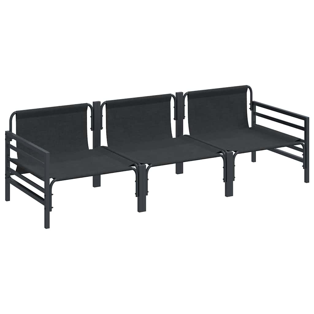 Ensemble de canapé de jardin avec coussin 3 pcs Noir Acier - XIOS