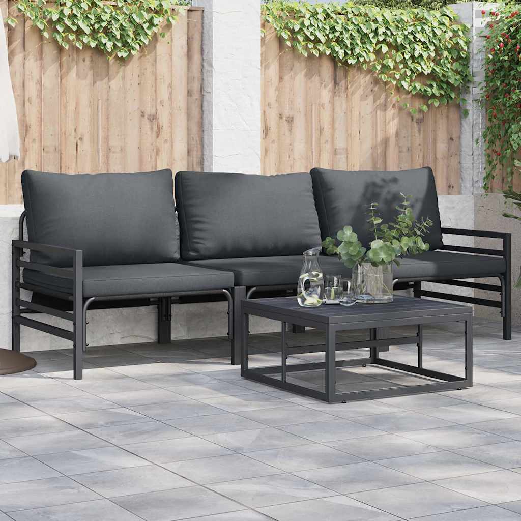 Ensemble de canapé de jardin avec coussin 4 pcs Noir Acier - XIOS