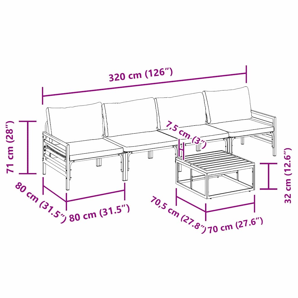 Ensemble de canapé de jardin avec coussin 5 pcs Noir Acier - XIOS