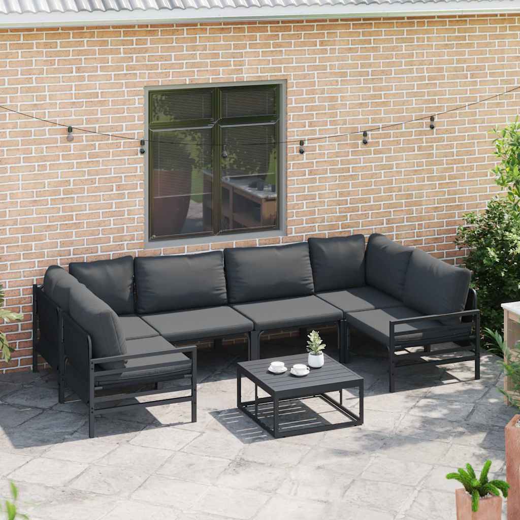 Ensemble de canapé de jardin avec coussin 6 pcs Noir Acier - XIOS