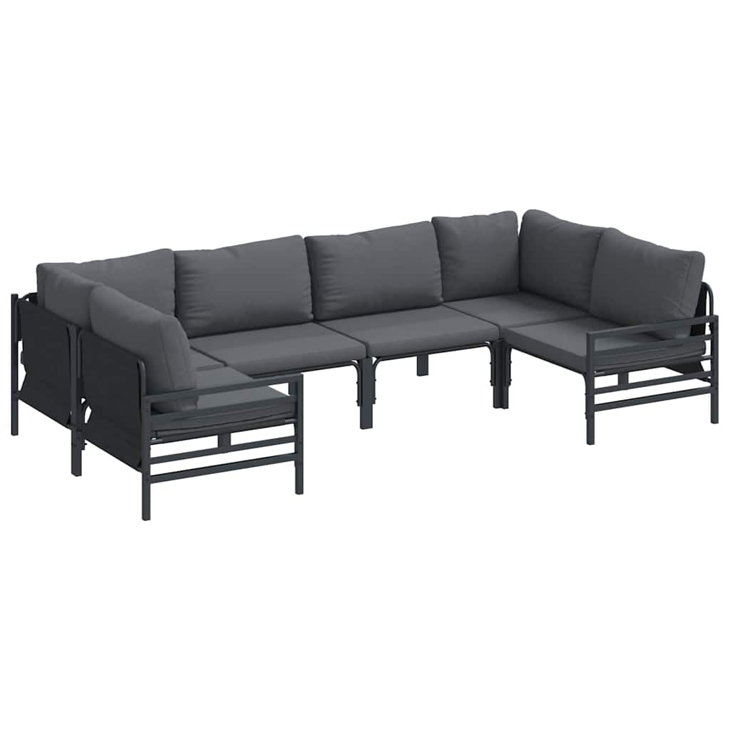 Ensemble de canapé de jardin avec coussin 6 pcs Noir Acier - XIOS