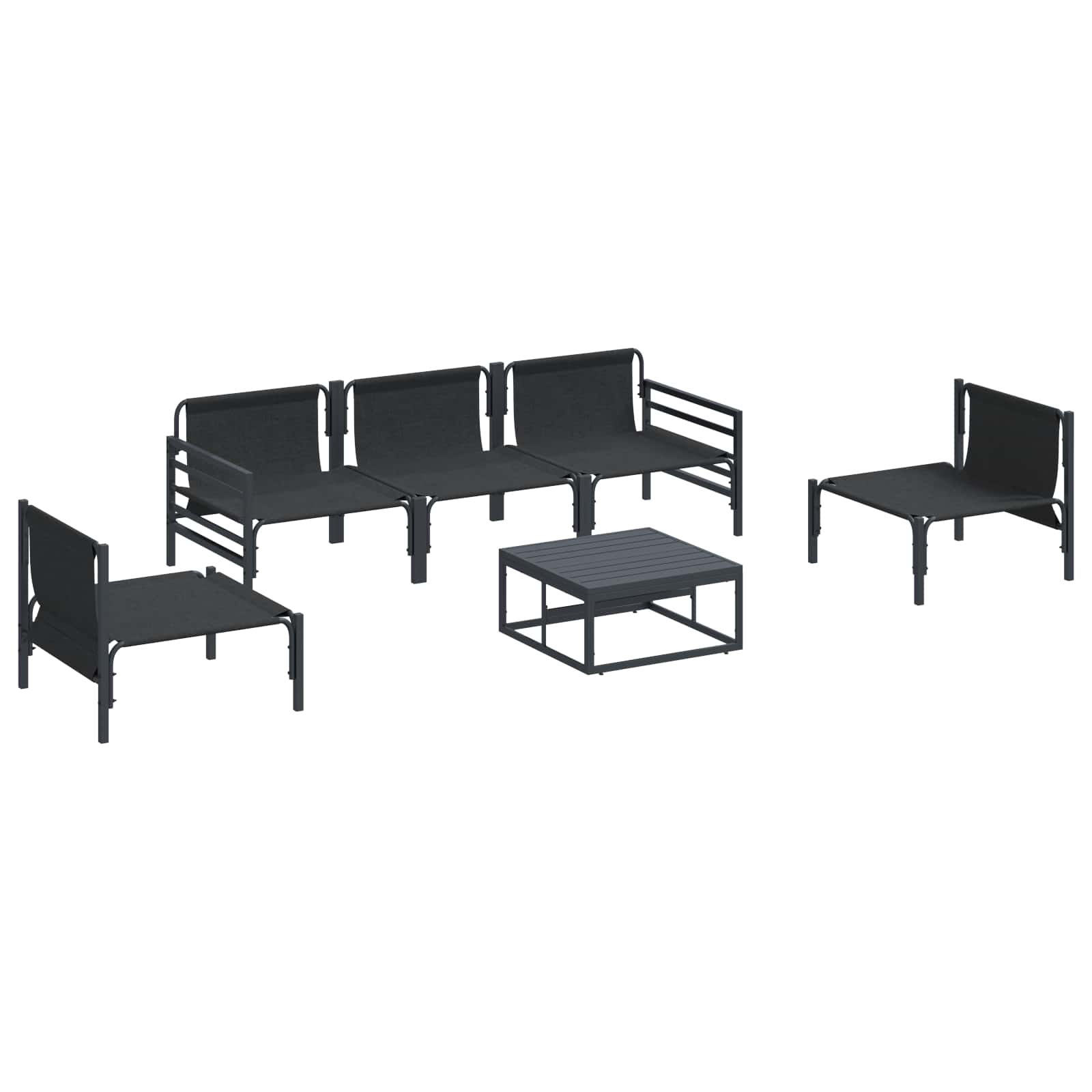 Ensemble de canapé de jardin avec coussin 6 pcs Noir Acier - XIOS