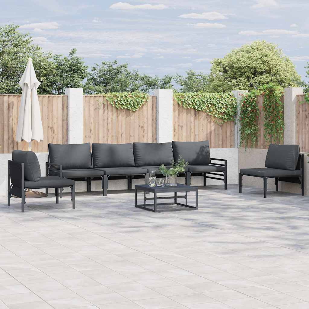 Ensemble de canapé de jardin avec coussin 6 pcs Noir Acier - XIOS