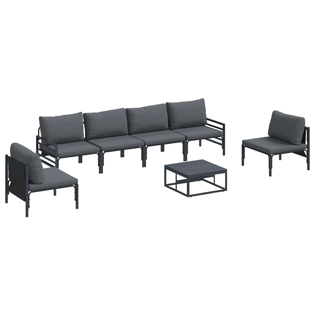Ensemble de canapé de jardin avec coussin 7 pcs Noir Acier - XIOS