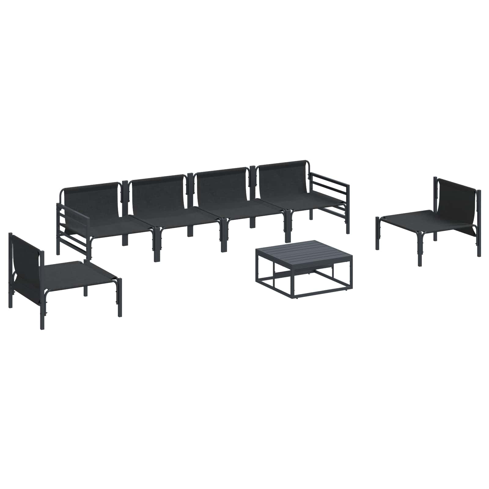 Ensemble de canapé de jardin avec coussin 7 pcs Noir Acier - XIOS