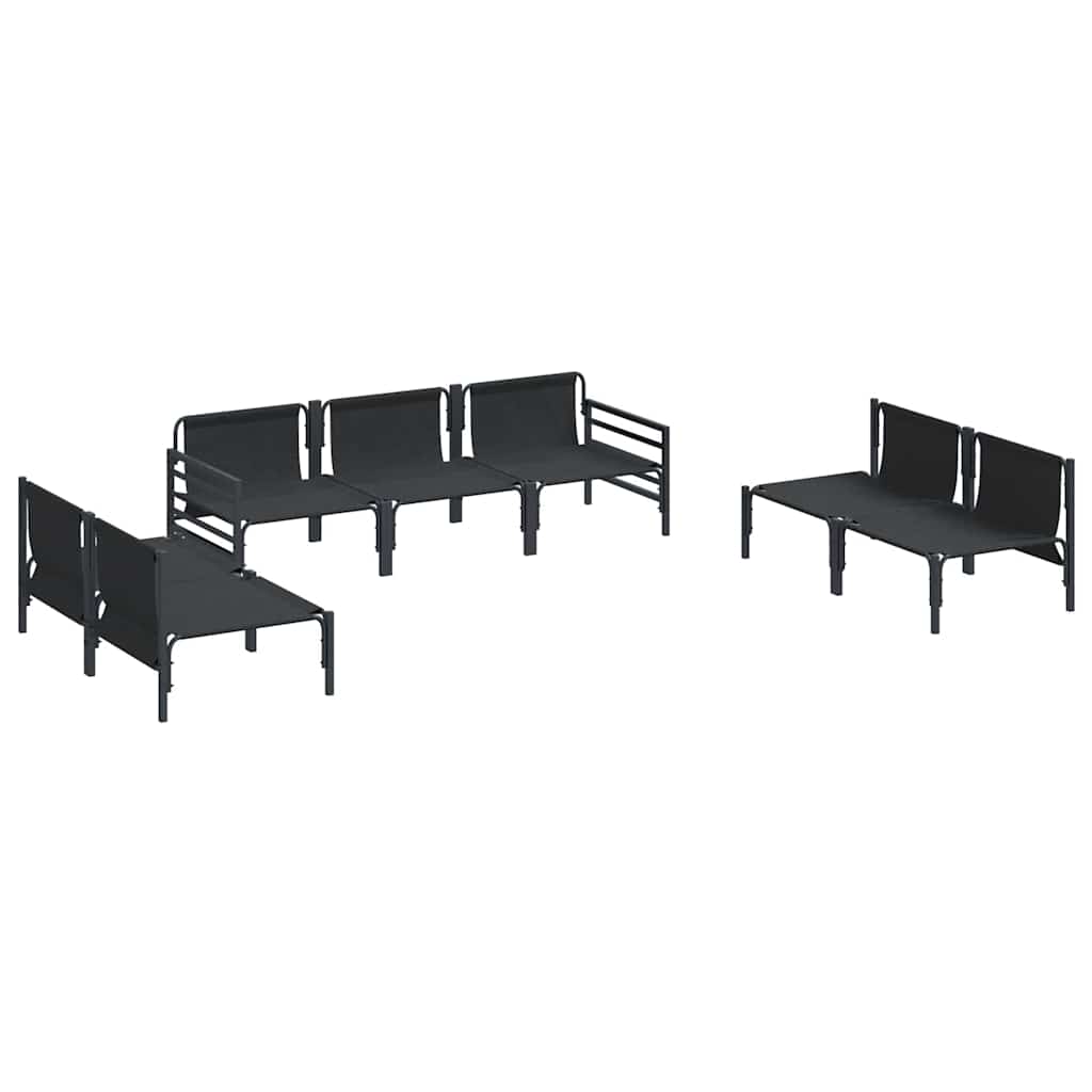 Ensemble de canapé de jardin avec coussin 7 pcs Noir Acier - XIOS