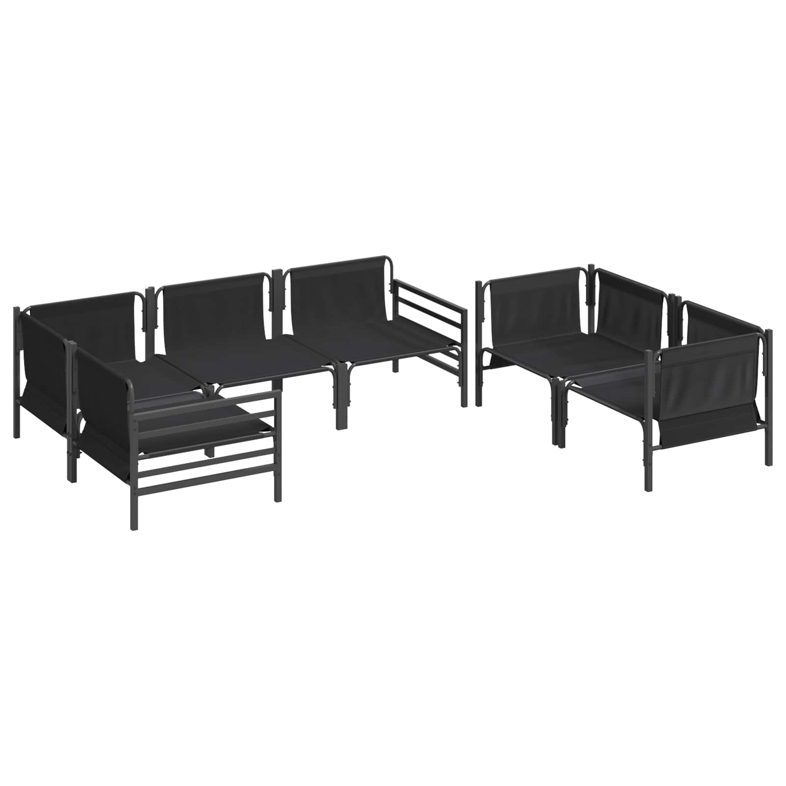 Ensemble de canapé de jardin avec coussin 6 pcs Noir Acier - XIOS