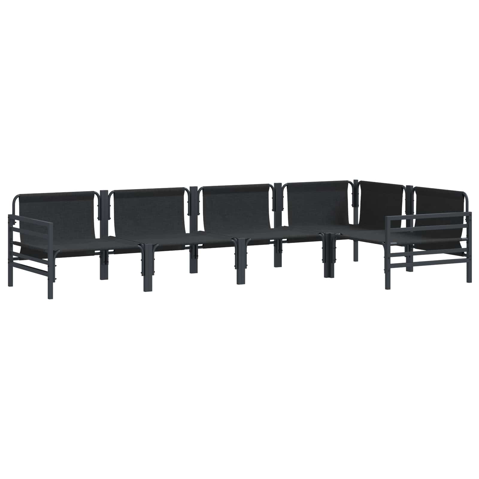 Ensemble de canapé de jardin avec coussin 5 pcs Noir Acier - XIOS