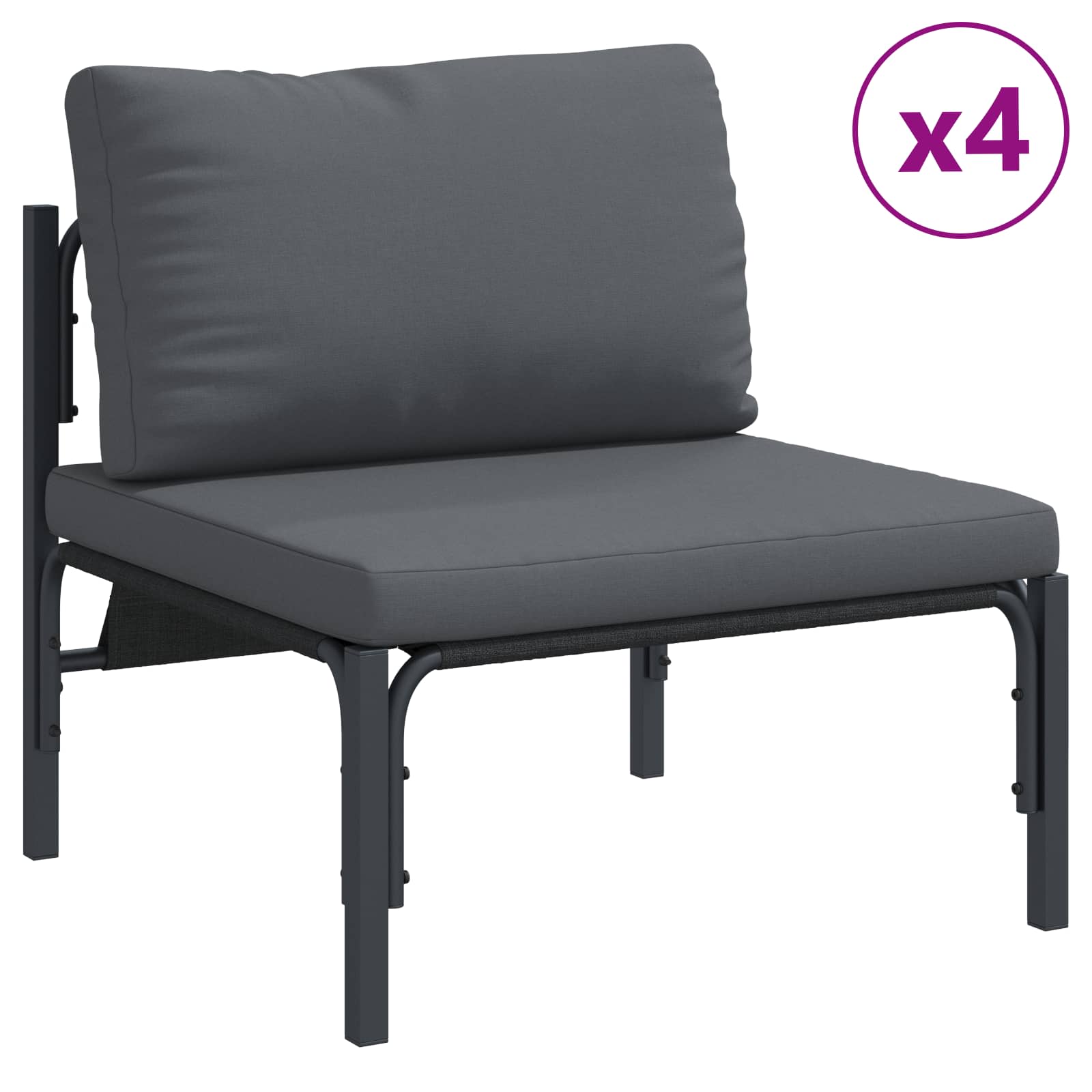 Ensemble de canapé de jardin avec coussin 7 pcs Noir Acier - XIOS