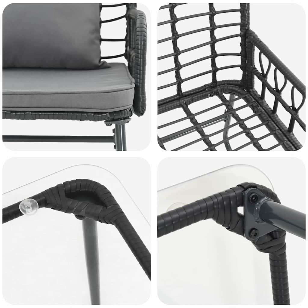 Ensemble de meubles de jardin 4 pcs Noir et anthracite - XIOS