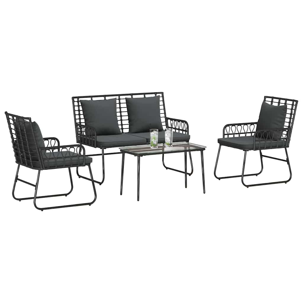 Ensemble de meubles de jardin 4 pcs Noir et anthracite - XIOS