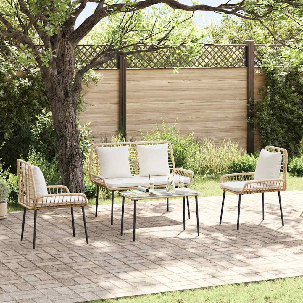 Ensemble de meubles de jardin 4 pcs Noir et Crème polyrotin - XIOS
