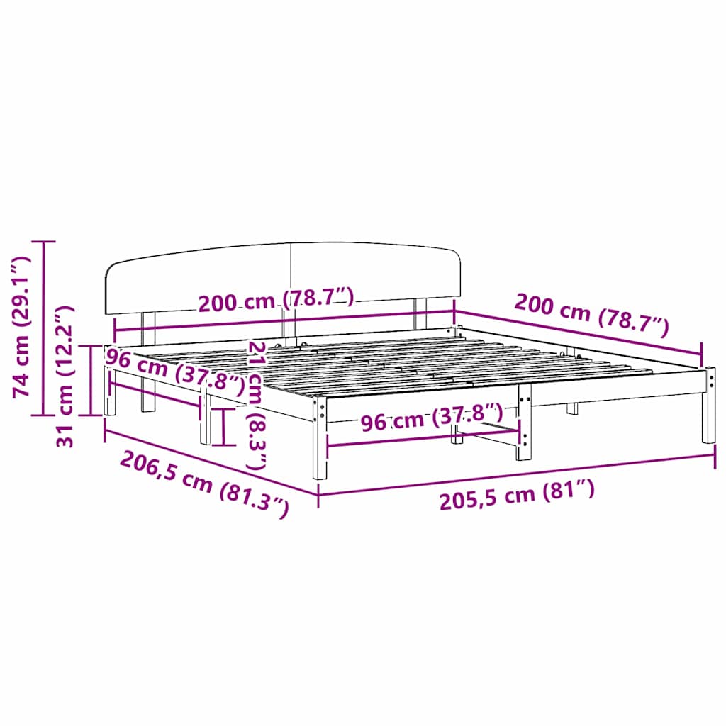 Cadre de lit Marron 200 x 200 cm Bois de pin massif - XIOS