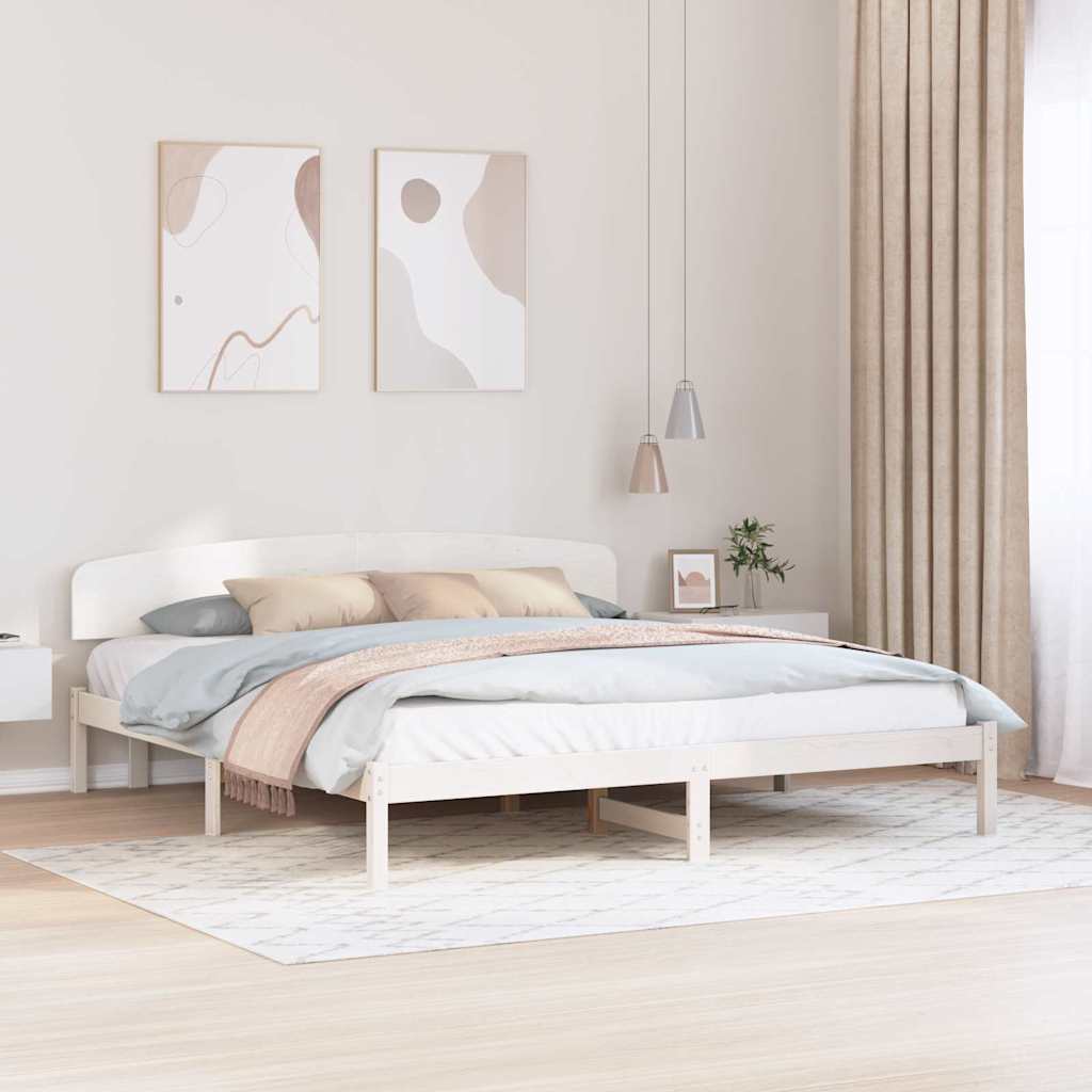 Cadre de lit avec tête de lit Blanc 200 x 200 cm Pin massif - XIOS