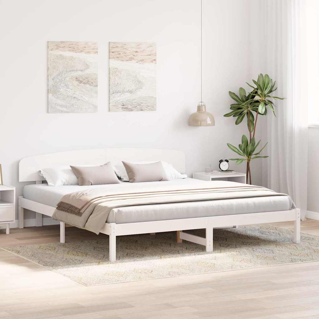 Cadre de lit Blanc 200 x 200 cm Bois de pin massif - XIOS