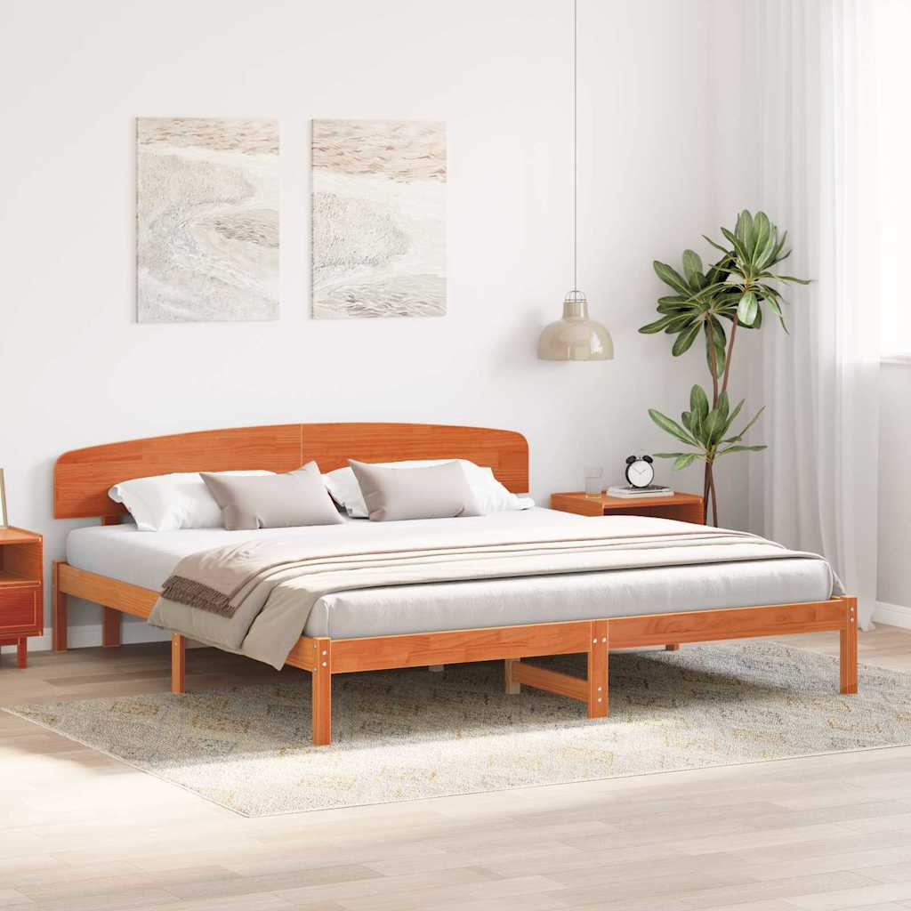 Cadre de lit Marron 200 x 200 cm Bois de pin massif - XIOS