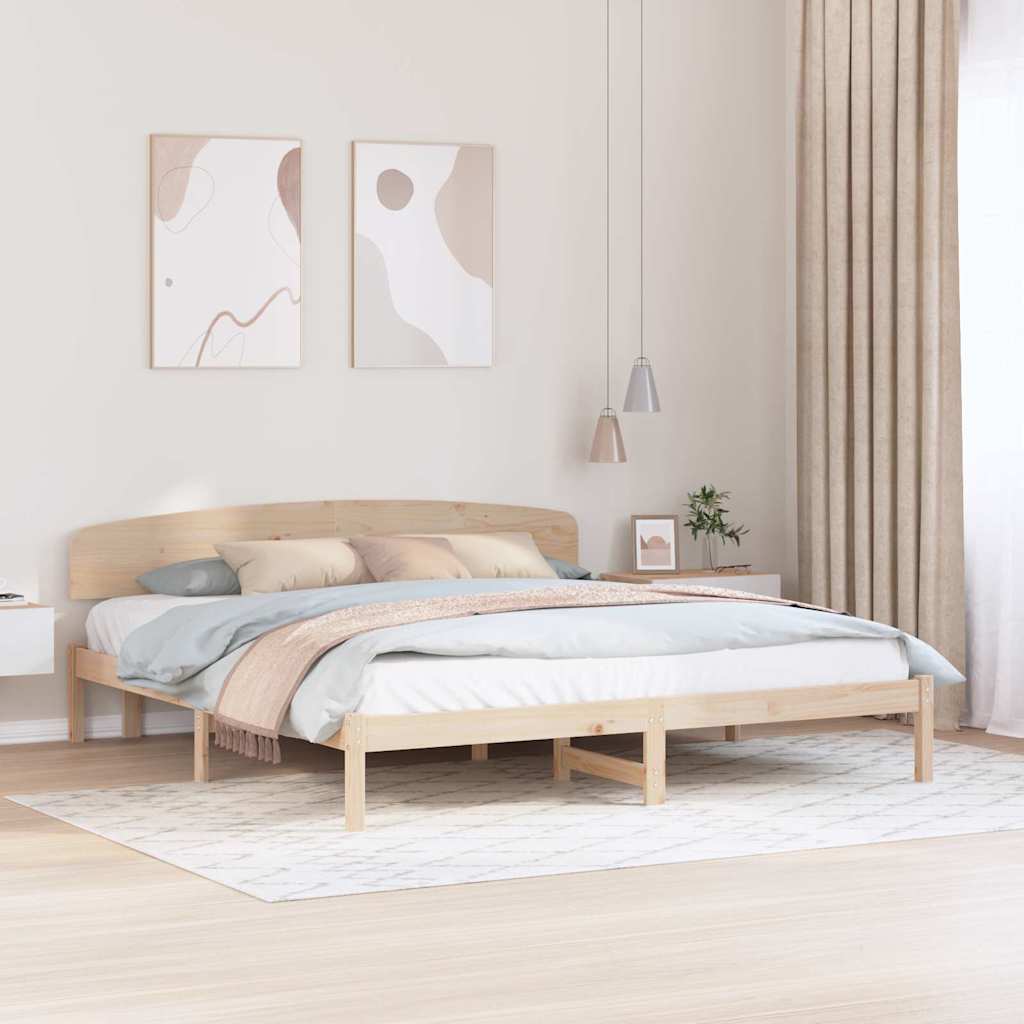 Cadre de lit avec tête de lit Naturel 180 x 200 cm Pin massif - XIOS