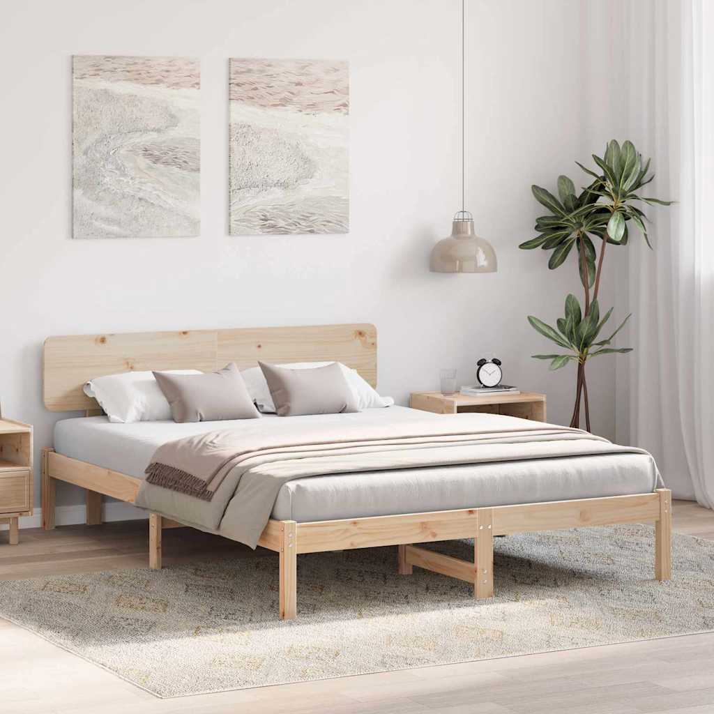 Cadre de lit avec tête de lit Naturel 200 x 200 cm - XIOS