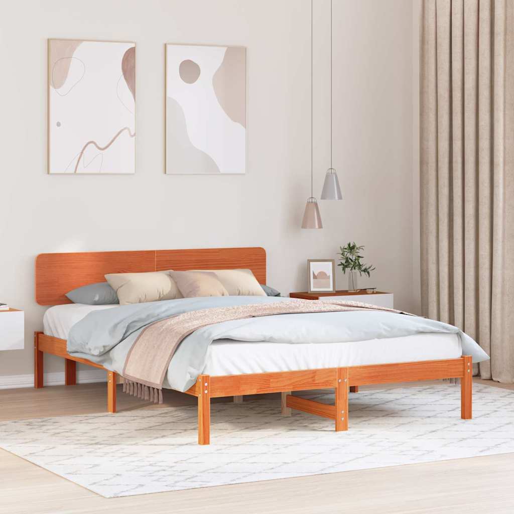Cadre de lit avec tête de lit Brun cire 150 x 200 cm - XIOS
