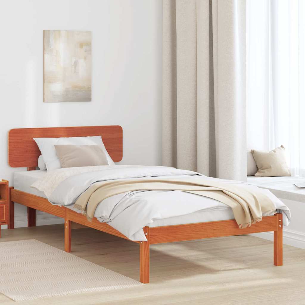 Cadre de lit avec tête de lit Brun cire 75 x 190 cm - XIOS