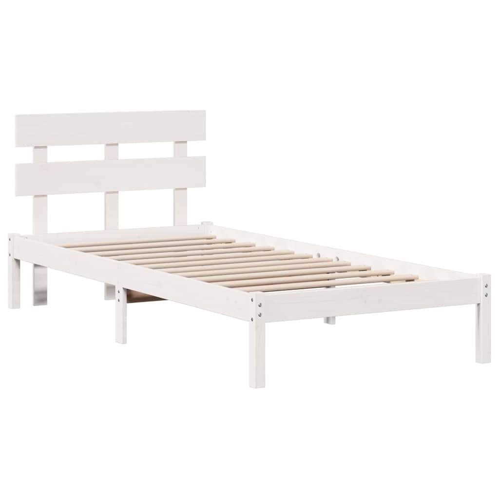 Cadre de lit Blanc 90 x 190 cm Bois de pin massif - XIOS
