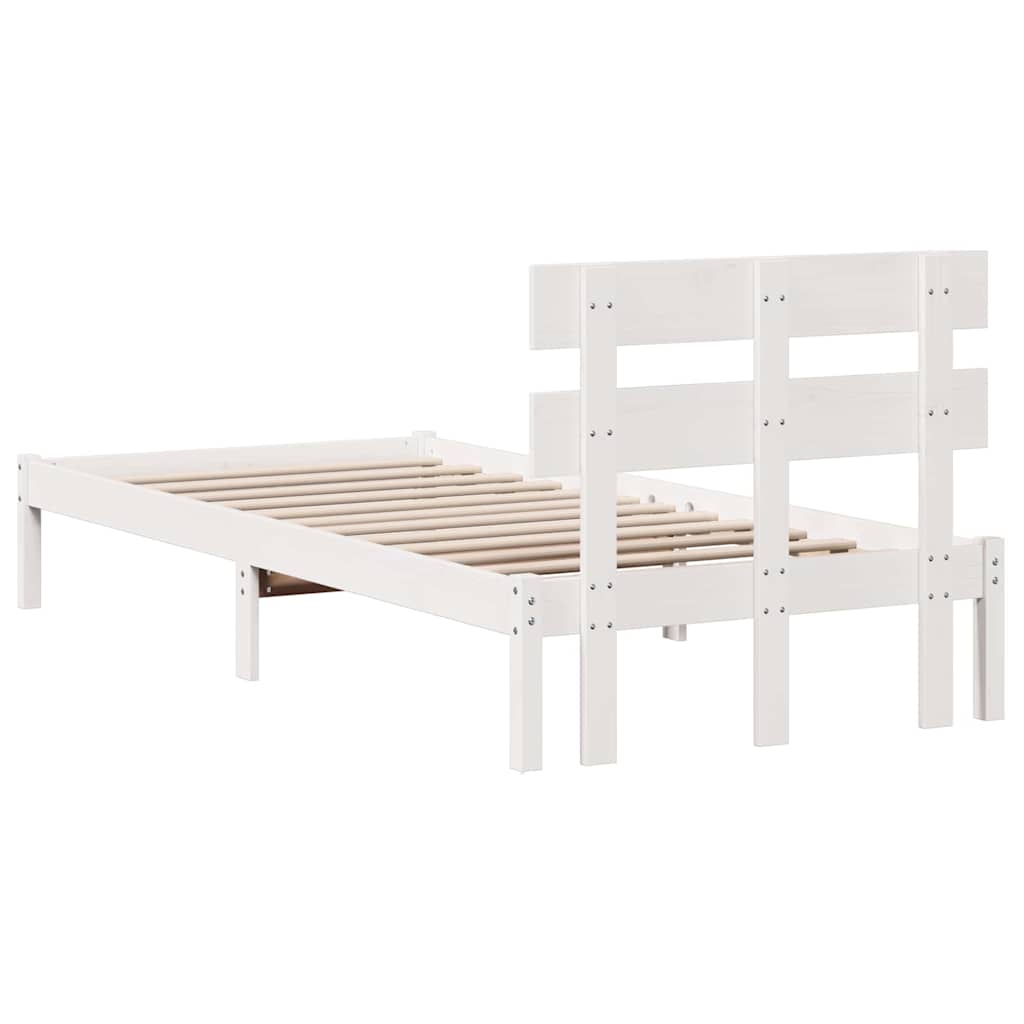 Cadre de lit Blanc 75 x 190 cm Bois de pin massif - XIOS