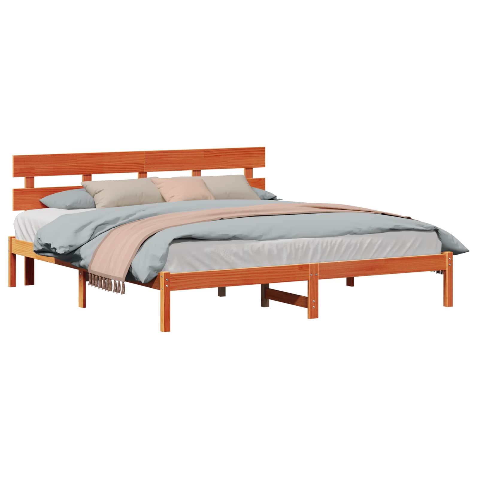 Cadre de lit Marron 200 x 200 cm Bois de pin massif - XIOS