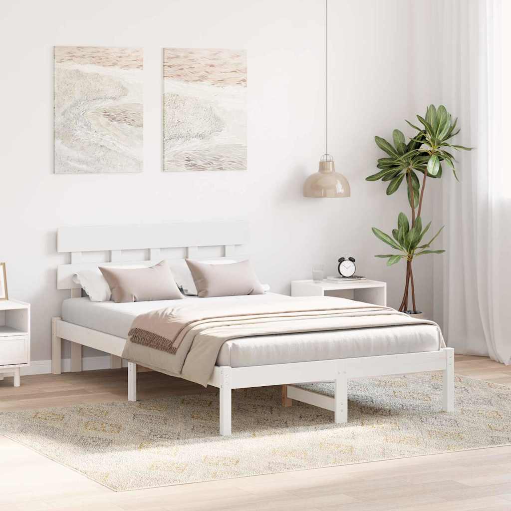Cadre de lit Blanc 120 x 190 cm Bois de pin massif - XIOS