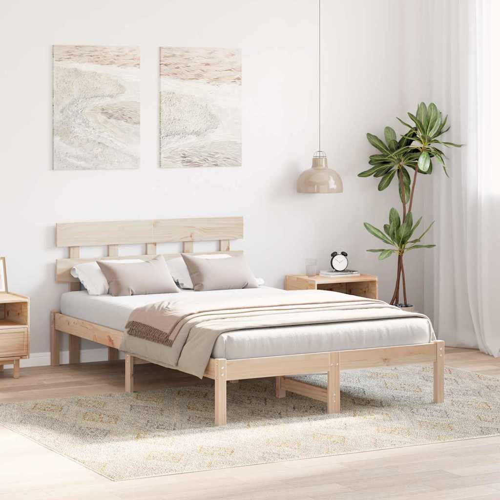 Cadre de lit Marron 140 x 190 cm Bois de pin massif - XIOS