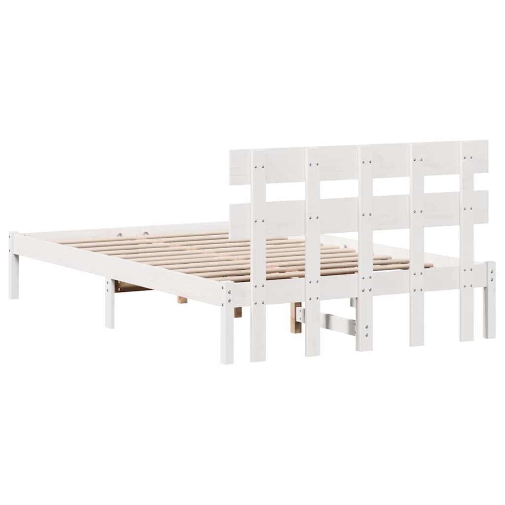 Cadre de lit Blanc 140 x 190 cm Bois de pin massif - XIOS