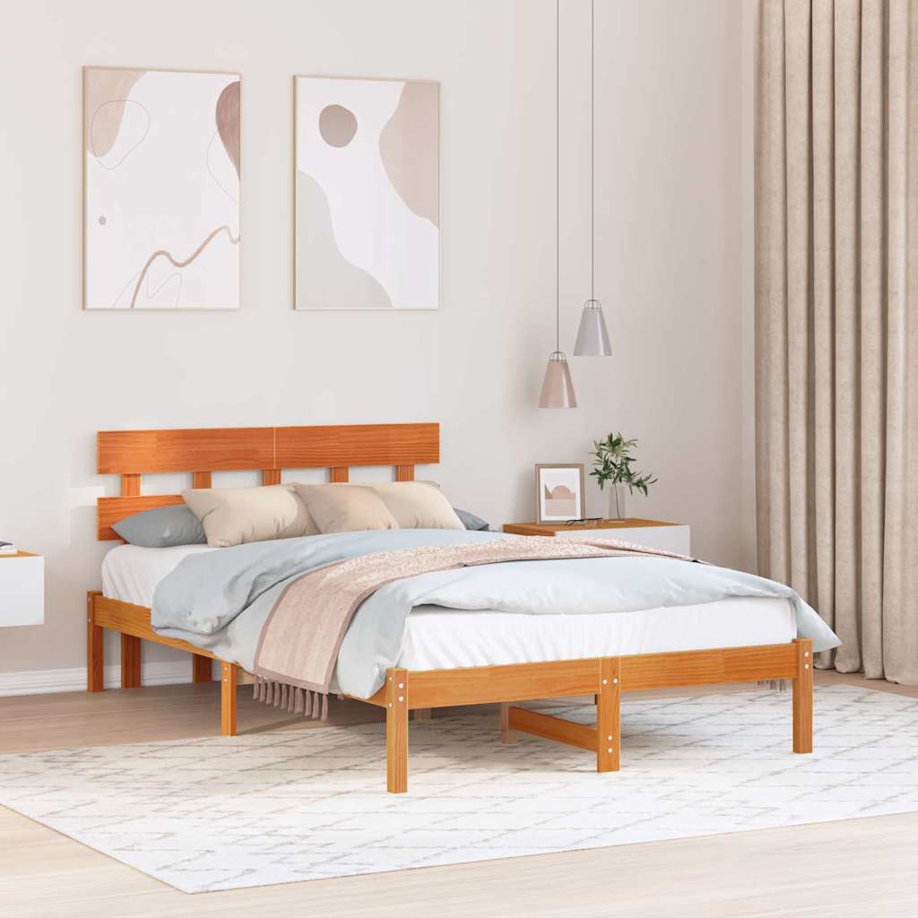Cadre de lit Marron 140 x 190 cm Bois de pin massif - XIOS