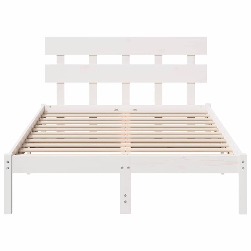 Cadre de lit Blanc 135 x 190 cm Bois de pin massif - XIOS
